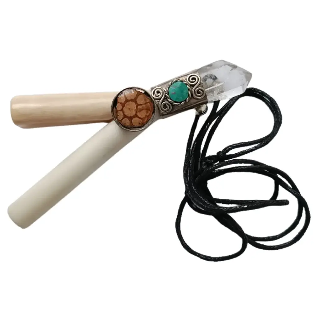 Kuripe de Hueso y Cuarzo