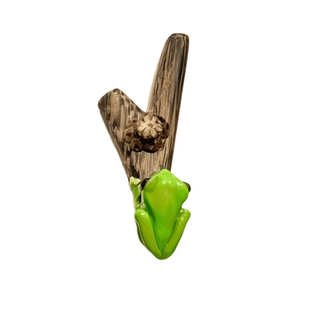 Kuripe Madera con Tótem Rana y Bejuco de Yagé