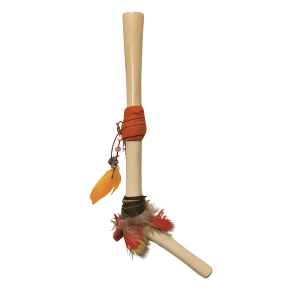 Tepi de Hueso de Llama - Decorado con Plumas