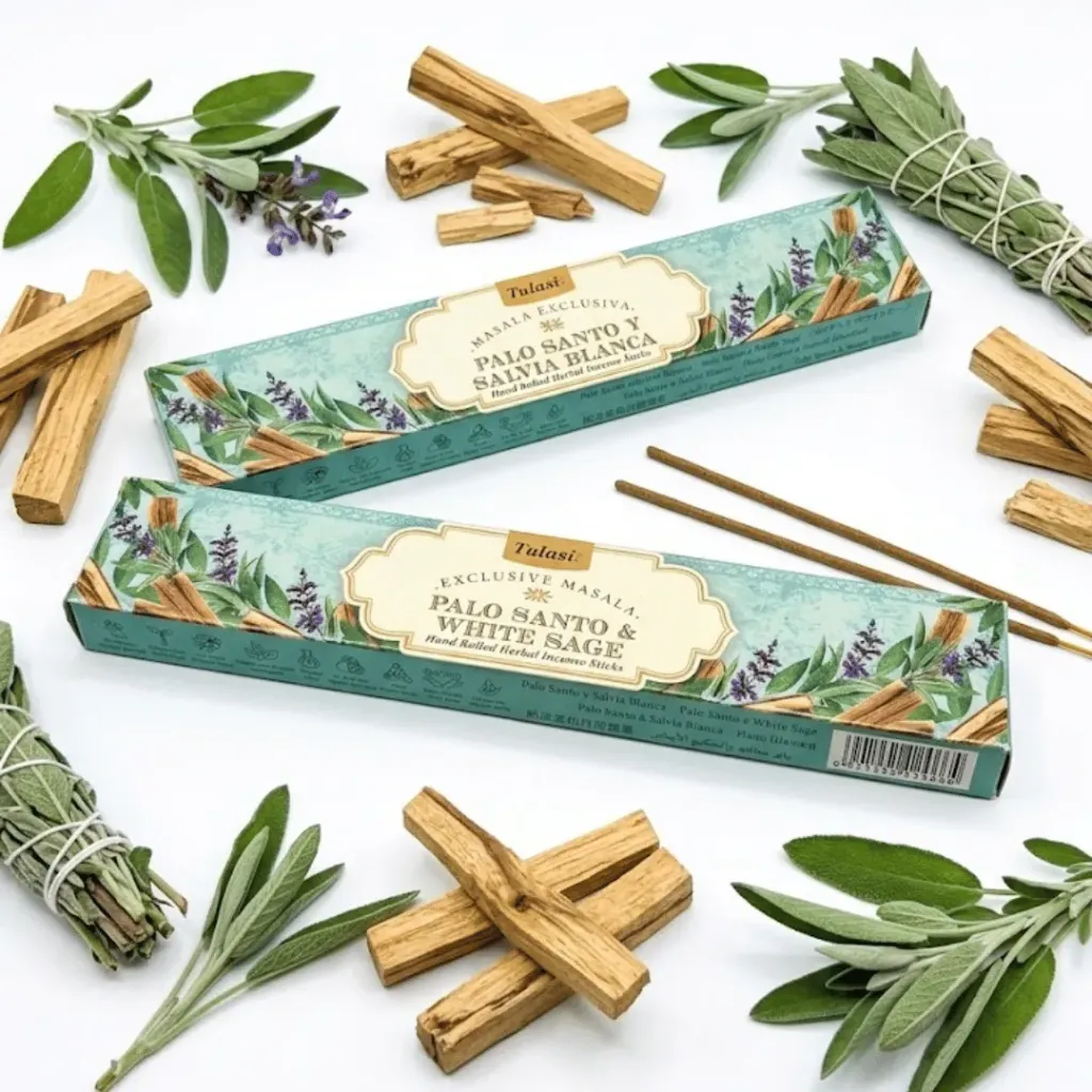 Incienso Tulasi Palo Santo y Salvia Blanca  – Caja
