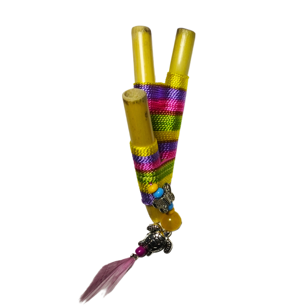 Kuripe de Doble Fosa de Guadua con Tejido, Mostacilla